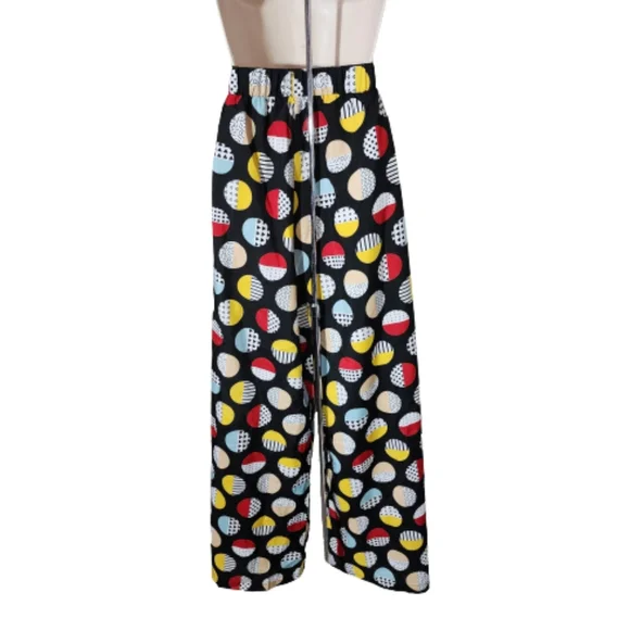 Pants Wide Leg Wrap Hem Geo Print Multicolor Red Multi Plus Size 1X - Picture 11 of 14